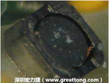 使用銀(Ag)鍍層的電源電感器(Power Inductors)，經(jīng)過推力測(cè)試后，零件端點(diǎn)上已經(jīng)看不到任何鍍層的痕跡了，所以其耐推力就比較小。