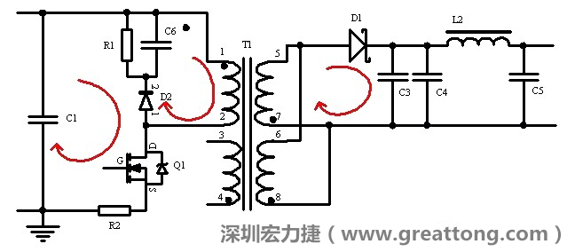 元件布局的時(shí)候，要優(yōu)先考慮高頻脈沖電流和大電流的環(huán)路面積，盡可能地減小,以抑制開關(guān)電源的輻射干擾