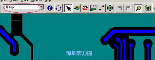 如果圖形像下圖一樣無法顯示鉆孔，只須圖（186）將紅色圈住的活動(dòng)層改為當(dāng)前顯示層即可。