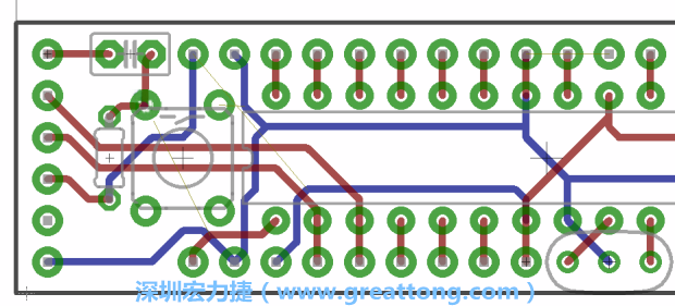 4.2. 然后在電路板的背面進行布線。