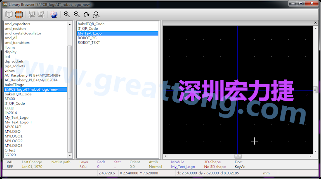 進行相同的程序， 目前這個Library IT_robot_logo_new.mod就包含了多個footprint于其內(nèi)。